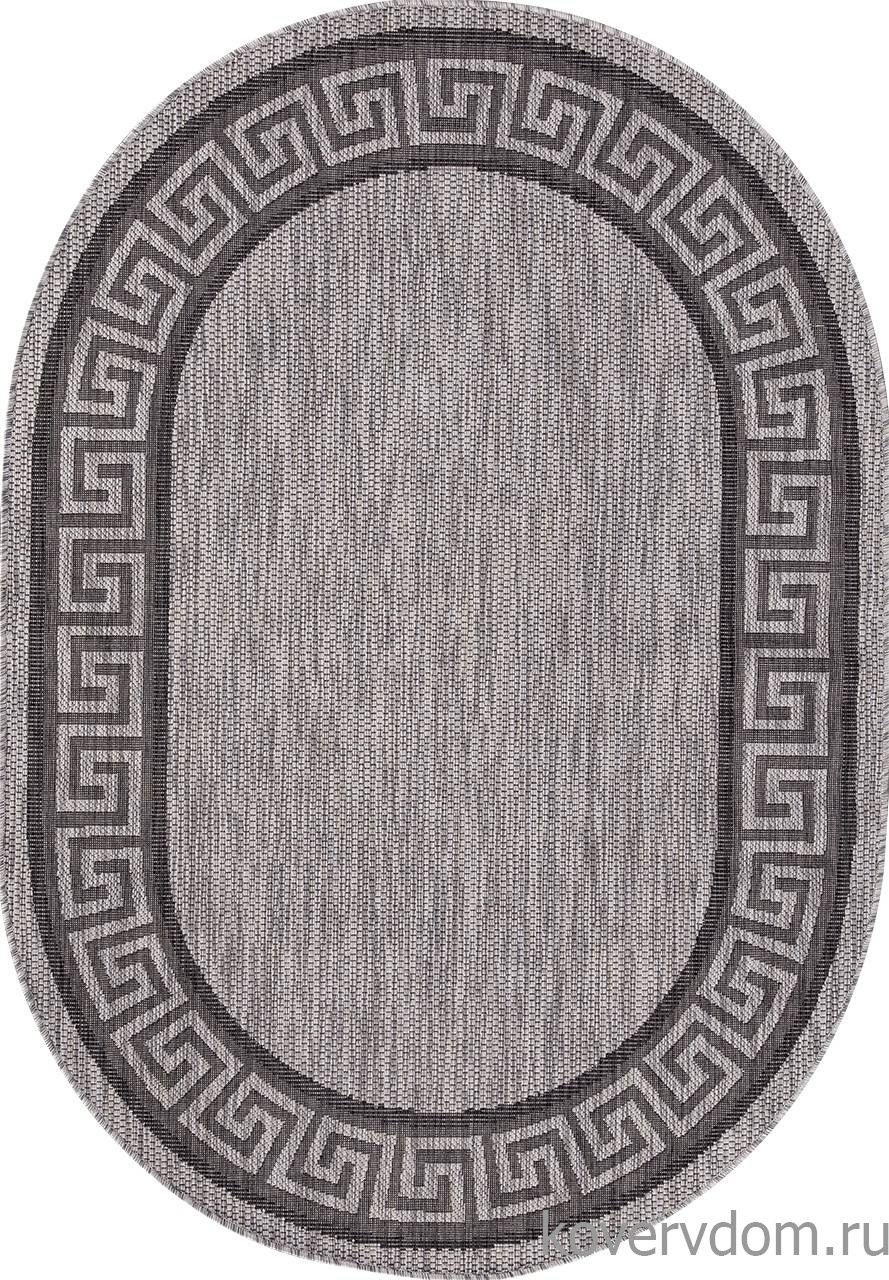 Ковер циновка VEGAS S002 GRAY-BLACK Овал
