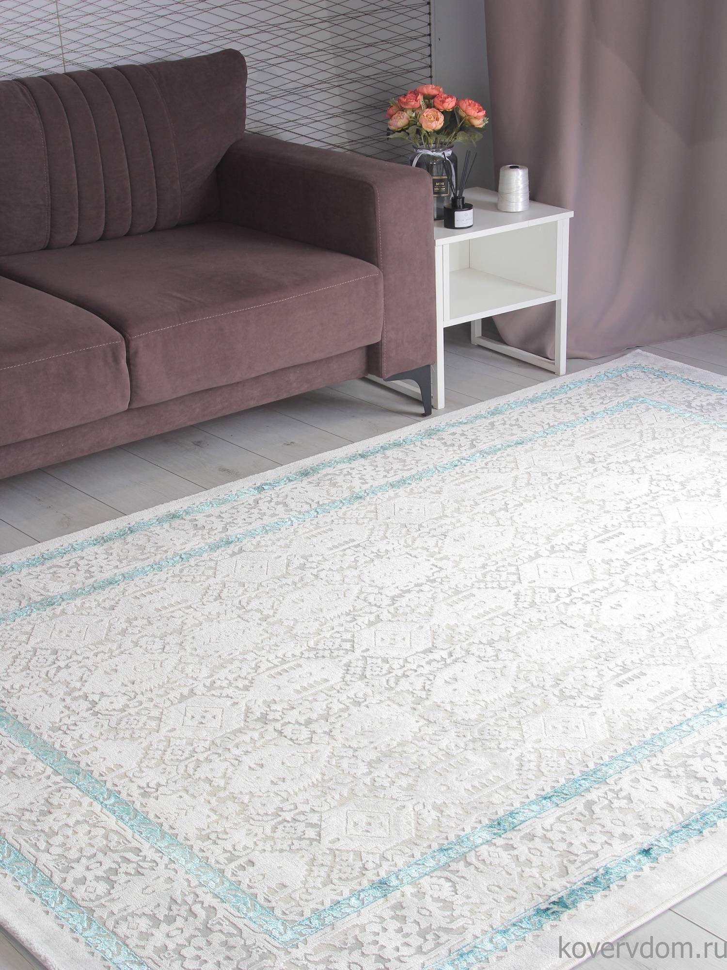 Ковер AMELI 9255A S.L.GREY / P.TURQUOISE